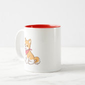 Cute Puppy Dog Shiba Inu Tweekleurige Koffiemok (Voorkant links)
