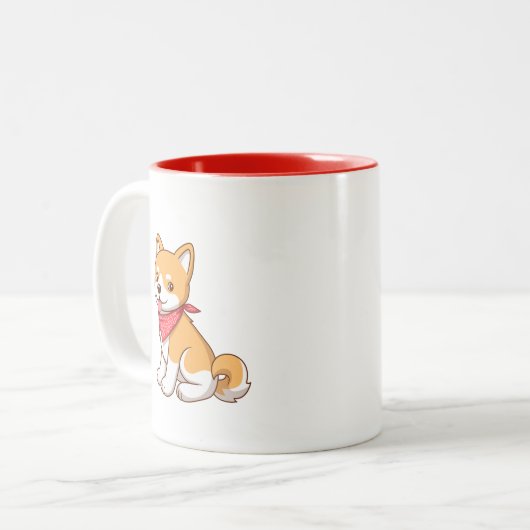 Cute Puppy Dog Shiba Inu Tweekleurige Koffiemok (Voorkant links)
