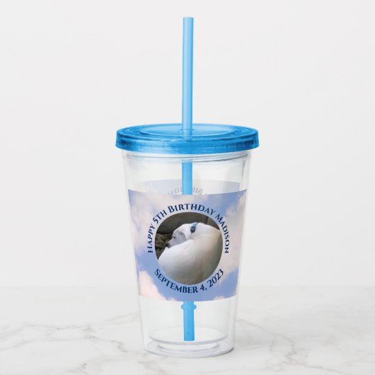 Cute Puppy Dog Sleeping Blue Sky 5th Birthday Acryl Drinkbeker (Voorkant)