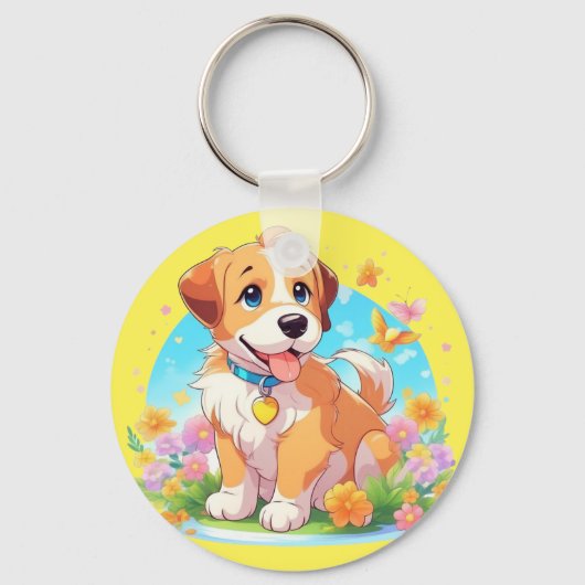 Cute Puppy Dog Sleutelhanger (Voorkant)