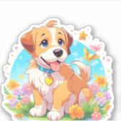Cute Puppy Dog Sticker (Voorkant)