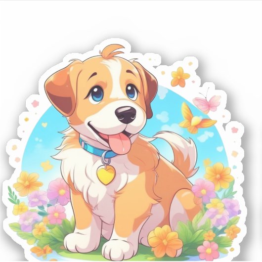 Cute Puppy Dog Sticker (Voorkant)
