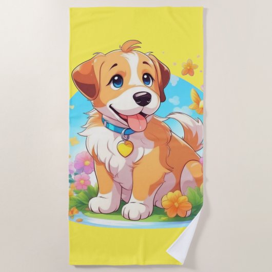 Cute Puppy Dog Strandlaken (Voorkant)