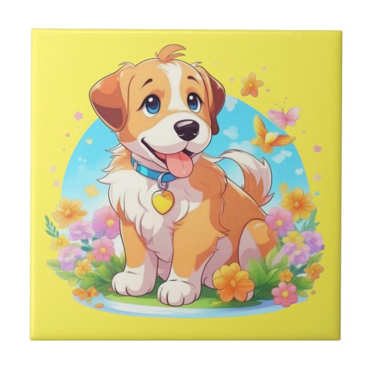 Cute Puppy Dog Tegeltje (Voorkant)