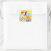 Cute Puppy Dog Vierkante Sticker (Tas)