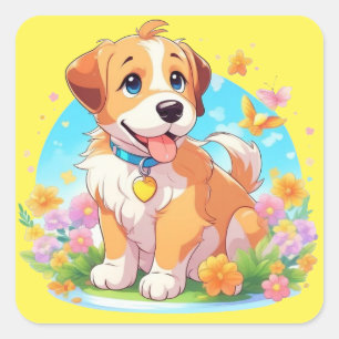 Cute Puppy Dog Vierkante Sticker