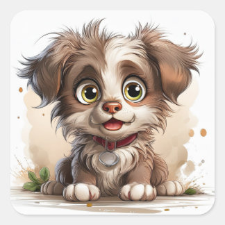 Cute Puppy Dog Vierkante Sticker
