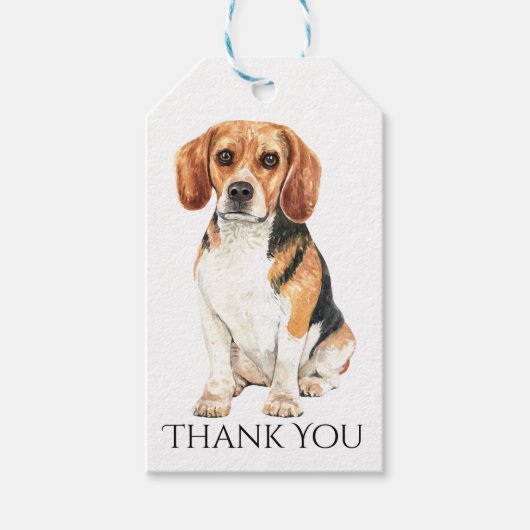 Cute Puppy Dog Waterverf Beagle Hartelijk dank Cadeaulabel (Voorkant)