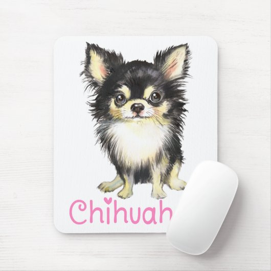 Cute Puppy Dog Waterverf Long Hazard Chihuahua Muismat (Met muis)