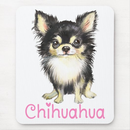 Cute Puppy Dog Waterverf Long Hazard Chihuahua Muismat (Voorkant)