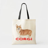 Cute Puppy Dog Waterverf Pembroke Welsh Corgi Tote Bag (Voorkant)