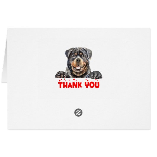 Cute Puppy Dog Waterverf Rottweiler Dank u (Achterkant Horizontaal)