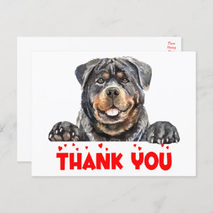 Cute Puppy Dog Waterverf Rottweiler Dank u Briefkaart