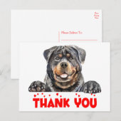 Cute Puppy Dog Waterverf Rottweiler Dank u Briefkaart (Voorkant / Achterkant)