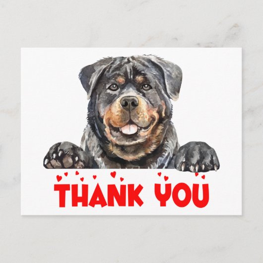 Cute Puppy Dog Waterverf Rottweiler Dank u Briefkaart (Voorkant)