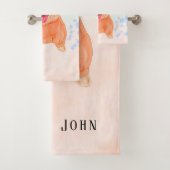 Cute Puppy Dog Waterverf Splash Custom Bad Handdoek (Insitu)