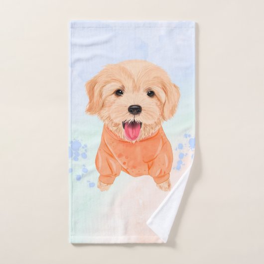 Cute Puppy Dog Waterverf Splash Custom Bad Handdoek (Handdoek)