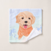 Cute Puppy Dog Waterverf Splash Custom Bad Handdoek (Wasdoekje)