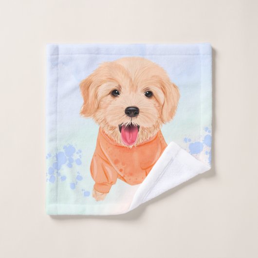 Cute Puppy Dog Waterverf Splash Custom Bad Handdoek (Wasdoekje)