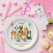 Cute Puppy Dogs Boy 5th Birthday Party Papieren Bordje (Feest)