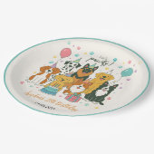 Cute Puppy Dogs Boy 5th Birthday Party Papieren Bordje (Gekanteld)