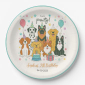 Cute Puppy Dogs Boy 5th Birthday Party Papieren Bordje (Voorkant)