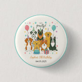 Cute Puppy Dogs Boy 5th Birthday Party Ronde Button 3,2 Cm (Voorkant)