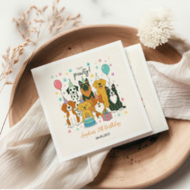 Cute Puppy Dogs Boy 5th Birthday Party Servet