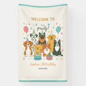 Cute Puppy Dogs Boy 5th Birthday Party Spandoek (Verticaal)