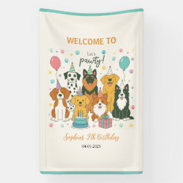 Cute Puppy Dogs Boy 5th Birthday Party Spandoek