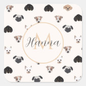 Cute Puppy Dogs Illustratie Vierkante Sticker (Voorkant)