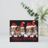 Cute Puppy Dogs Prettige feestdagen Kerstmis Briefkaart (Staand voorkant)