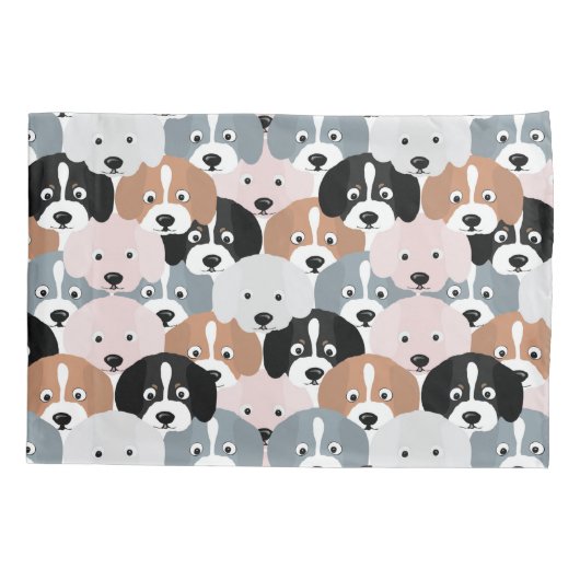 Cute Puppy Dogs roze Black Illustratie Kussensloop (Achterkant)