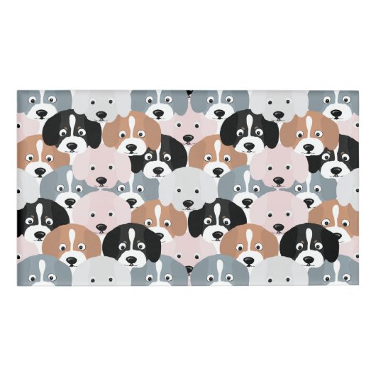 Cute Puppy Dogs roze Black Illustratie Naambadge (Voorkant)