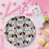 Cute Puppy Dogs roze Black Illustratie Papieren Bordje (Feest)