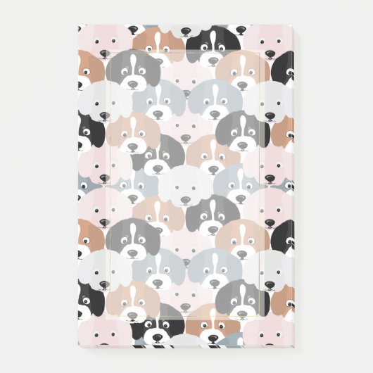 Cute Puppy Dogs roze Black Illustratie Post-it® Notes (Voorkant)