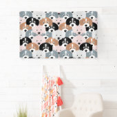 Cute Puppy Dogs roze Black Illustratie Spandoek (Insitu)