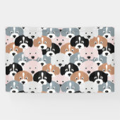 Cute Puppy Dogs roze Black Illustratie Spandoek (Horizontaal)