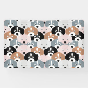 Cute Puppy Dogs roze Black Illustratie Spandoek