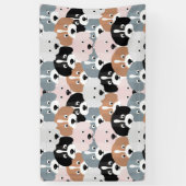 Cute Puppy Dogs roze Black Illustratie Spandoek (Verticaal)