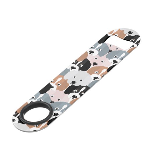 Cute Puppy Dogs roze Black Illustratie Speed Flessenopener (Voorkant Gekanteld)