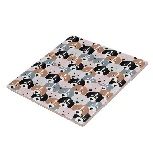 Cute Puppy Dogs roze Black Illustratie Tegeltje (Zijkant)