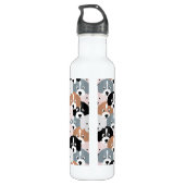Cute Puppy Dogs roze Black Illustratie Waterfles (Achterkant)