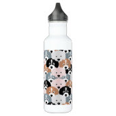 Cute Puppy Dogs roze Black Illustratie Waterfles (Links)