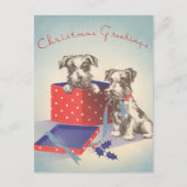 Cute Puppy Dogs, Vintage-kerstgroeten Feestdagenkaart (Voorkant)