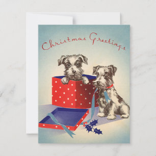 Cute Puppy Dogs, Vintage-kerstgroeten Feestdagenkaart