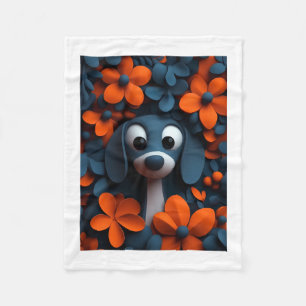 Cute Puppy en Bloemen Gooi Fleece Deken