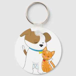 Cute Puppy en Cat Sleutelhanger