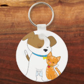 Cute Puppy en Cat Sleutelhanger (Voorkant)