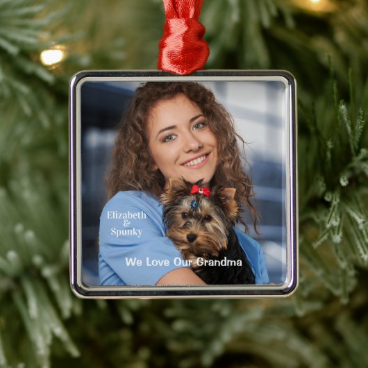 Cute Puppy en ik houden van oma's die zich aanpass Metalen Ornament (Boom)